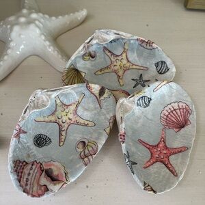 Coastal themed decoupage shells